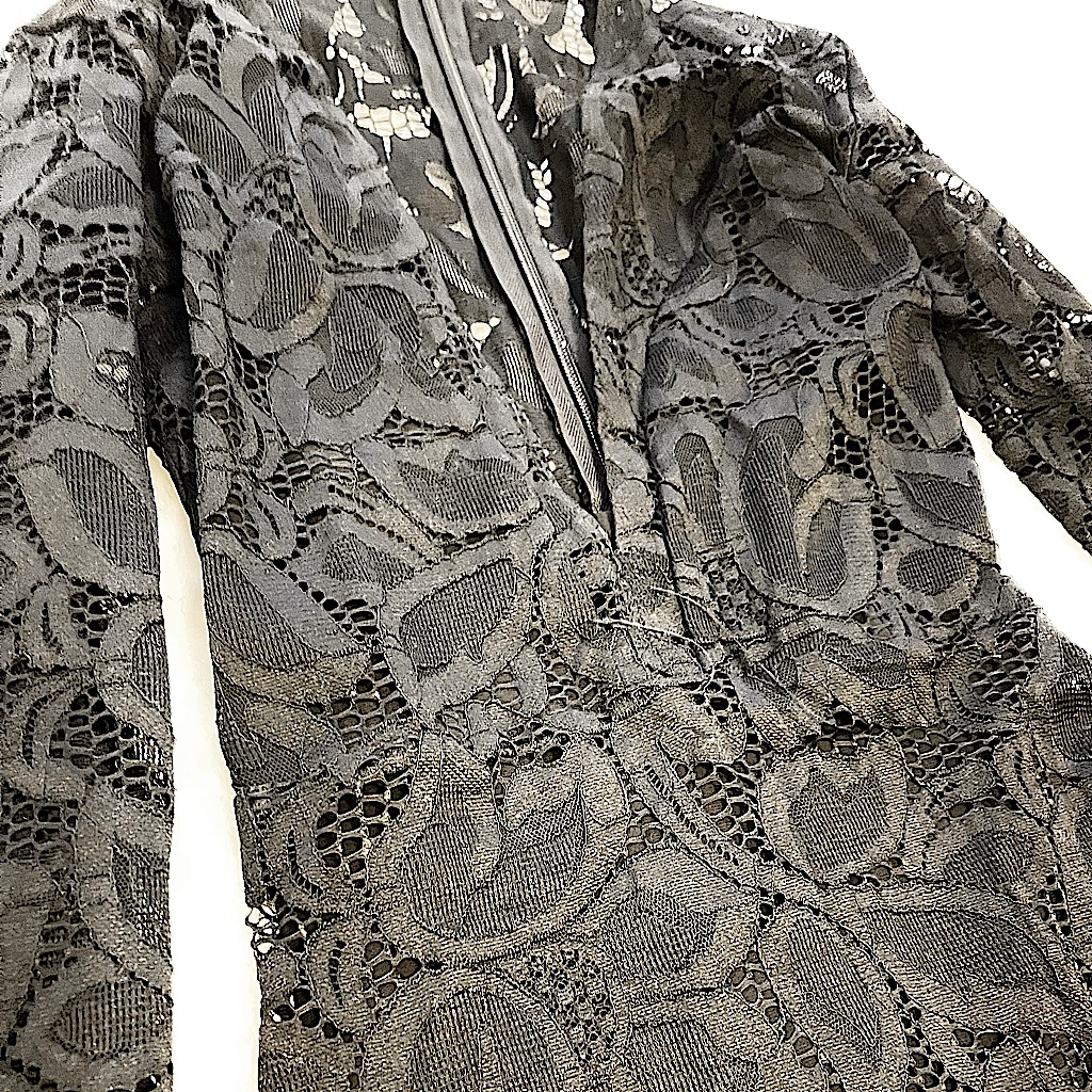 Nookie Lace Gown Deep V Neck Long Sleeves In Black Size Small